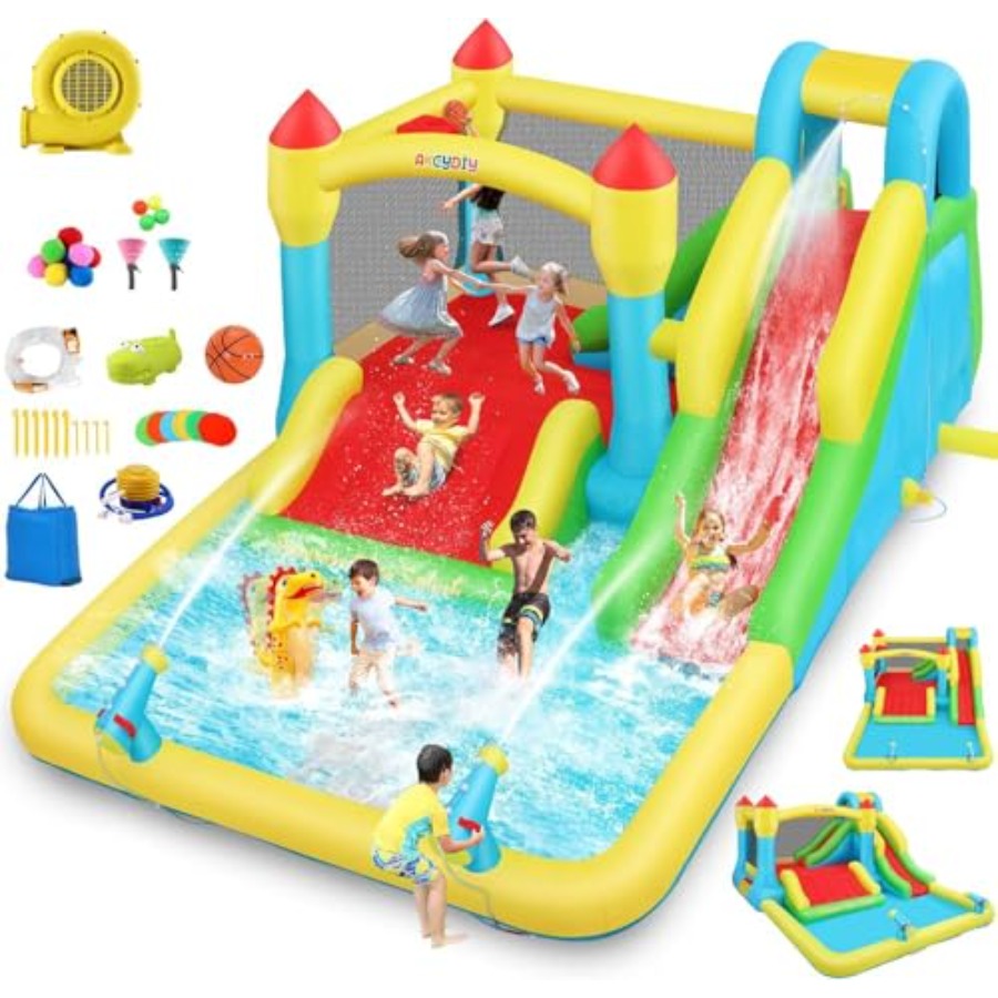 Kids Outdoor House With Slide - Casa de juegos inflable acuática para