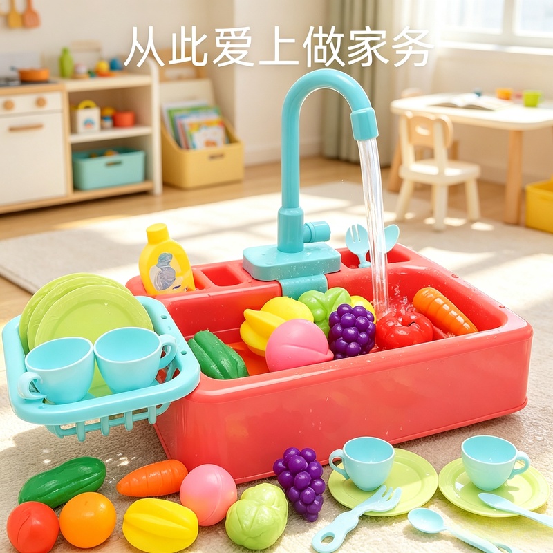 Kids Outdoor Mud Kitchen Accessories - Juego de fregadero de plástico para