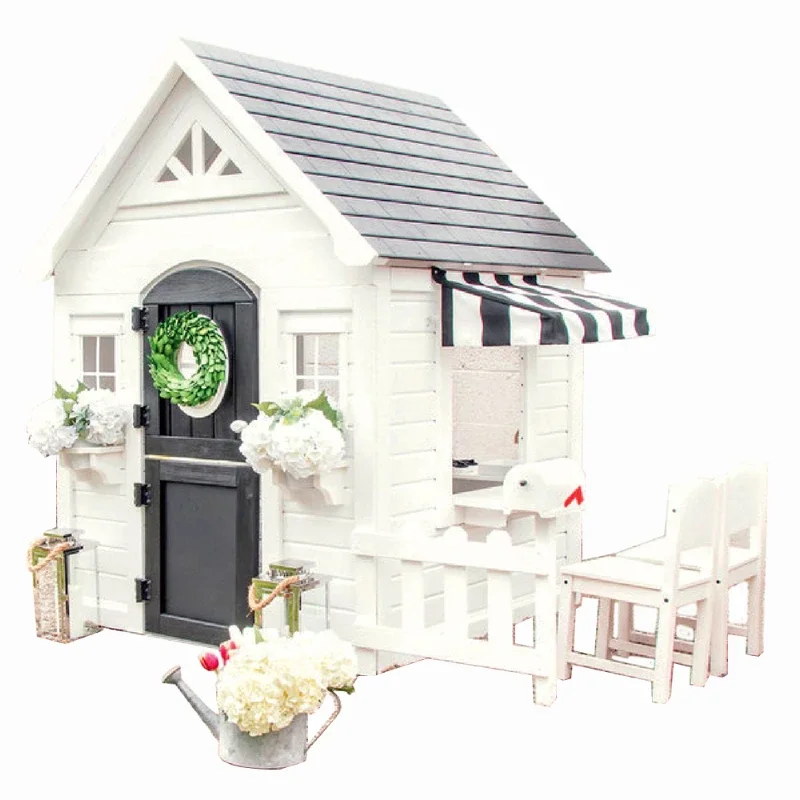Kids Outdoor Cubby House - Casa de juegos sencilla con valla,