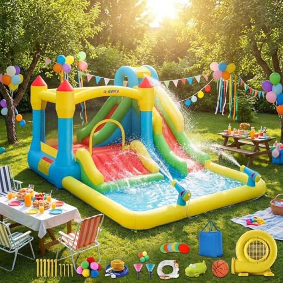 Casa de juegos inflable acuáti - Kids Outdoor House With Slide reseña y precio