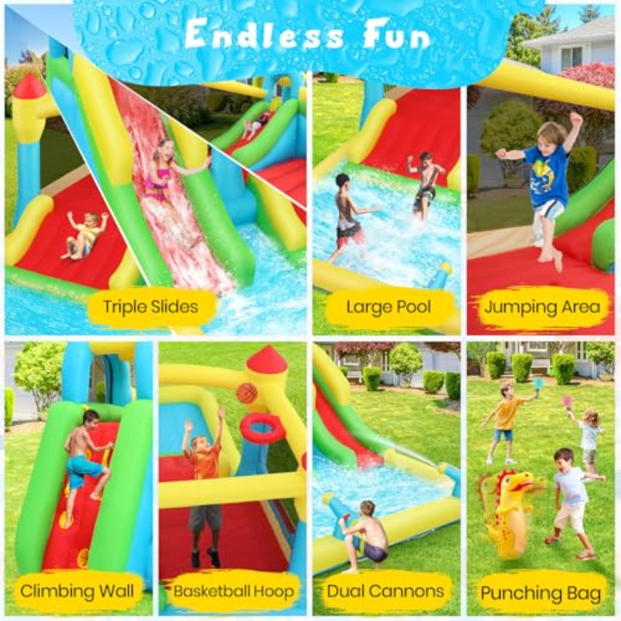 Casa de juegos inflable acuáti - Kids Outdoor House With Slide reseña y precio