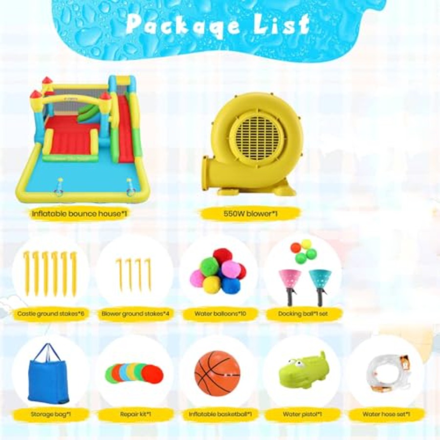 Casa de juegos inflable acuáti - Kids Outdoor House With Slide reseña y precio