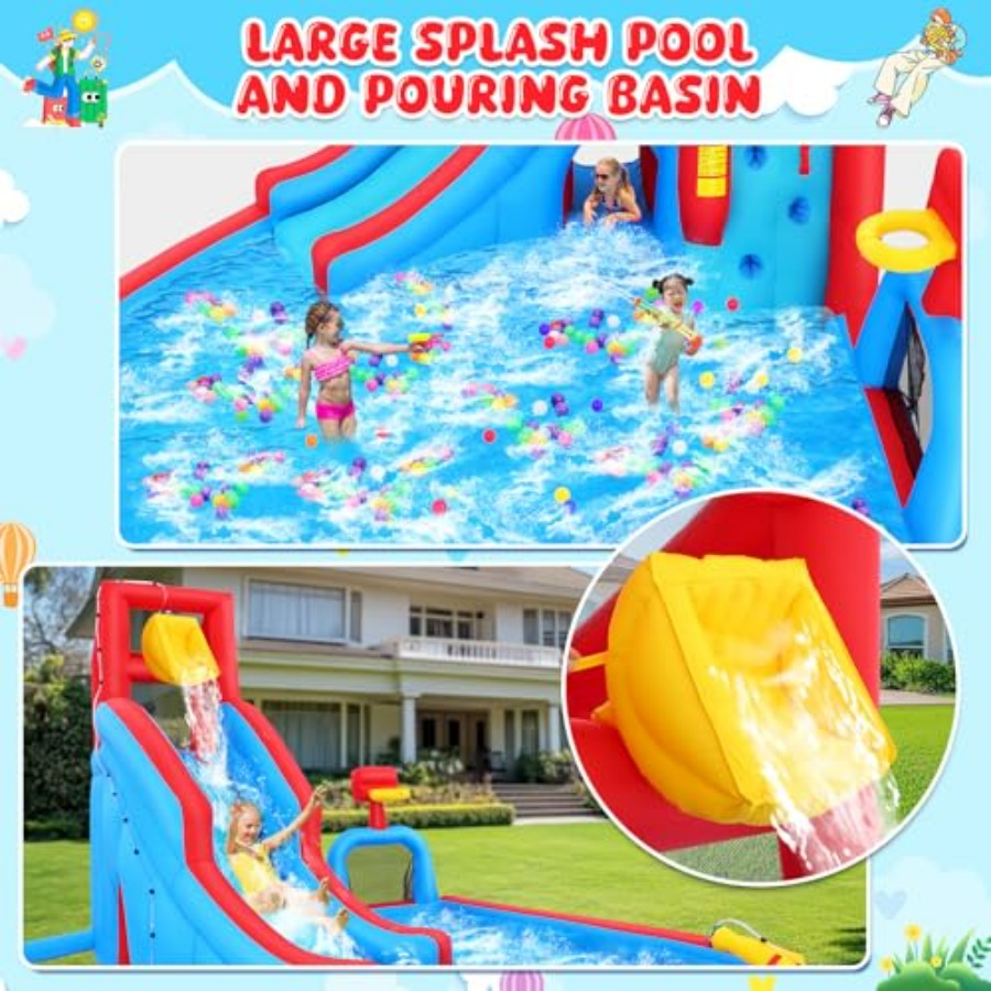 Tobogán acuático inflable para - Kids Outdoor House With Slide reseña y precio