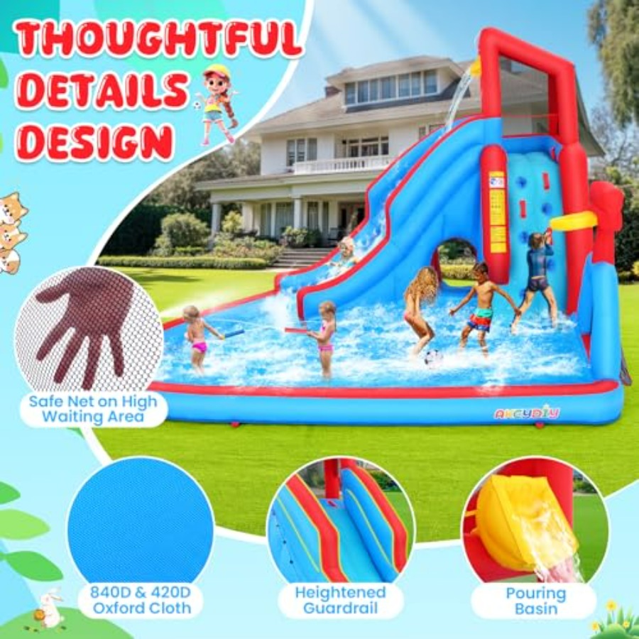 Tobogán acuático inflable para - Kids Outdoor House With Slide reseña y precio