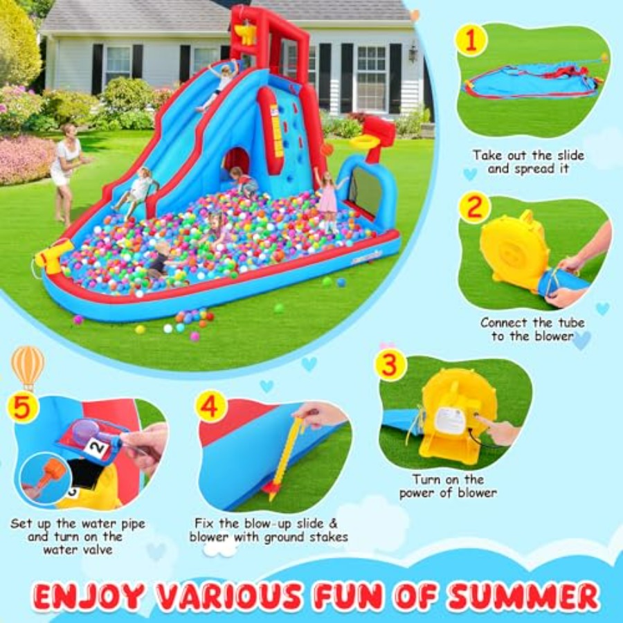Tobogán acuático inflable para - Kids Outdoor House With Slide reseña y precio