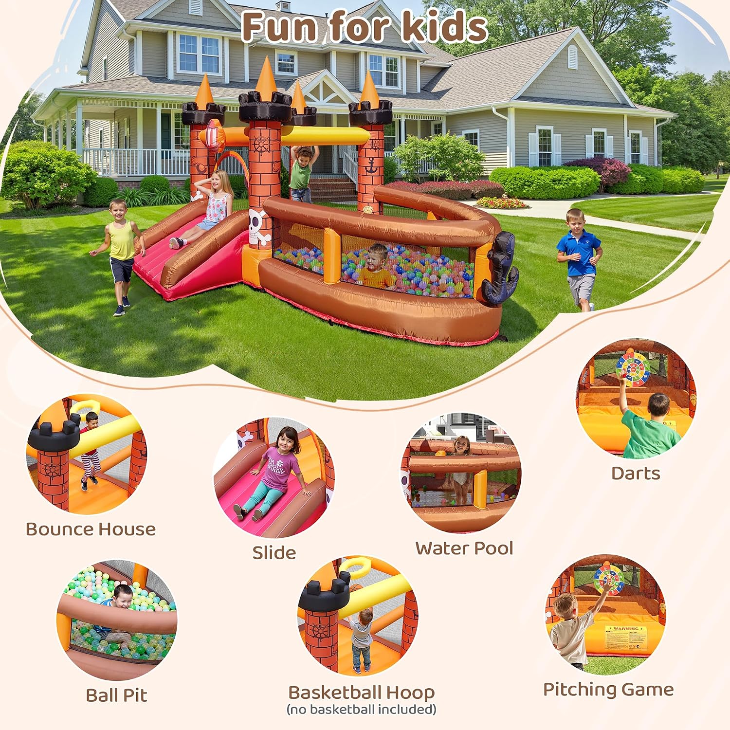 Casa Inflable para Niños de 3  - Kids Outdoor House With Slide reseña y precio