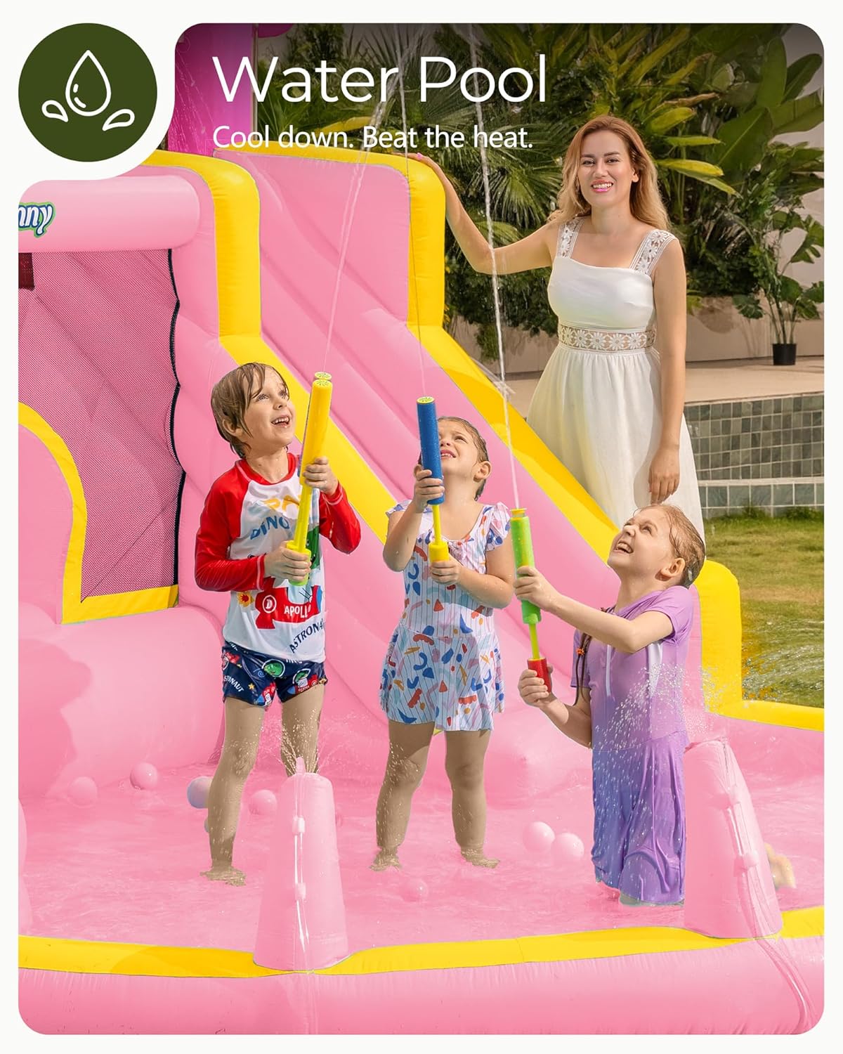 Tobogán Acuático Inflable Rosa - Kids Outdoor House With Slide reseña y precio