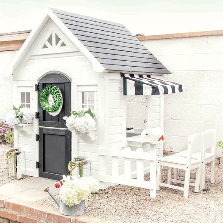 Casa de juegos sencilla con va - Kids Outdoor Cubby House reseña y precio