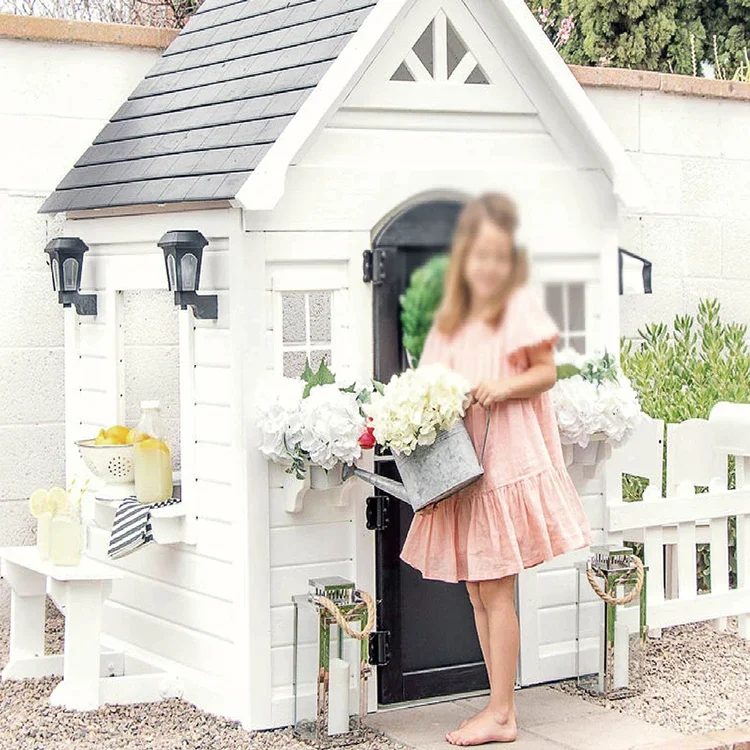 Casa de juegos sencilla con va - Kids Outdoor Cubby House reseña y precio