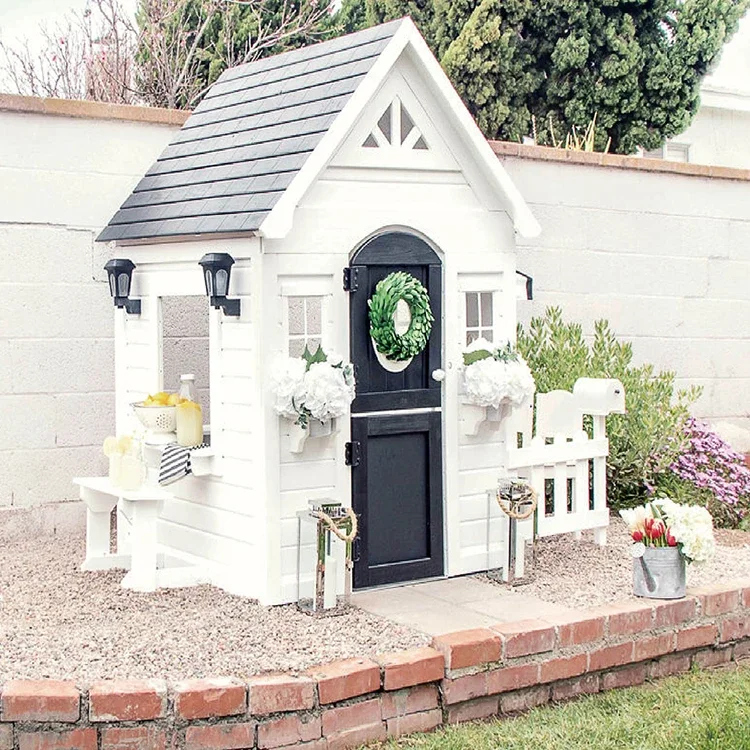 Casa de juegos sencilla con va - Kids Outdoor Cubby House reseña y precio