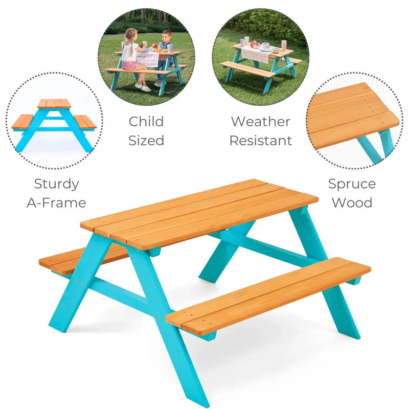 Conjunto de mesa y bancos de m - Kids Outdoor Dining Set reseña y precio