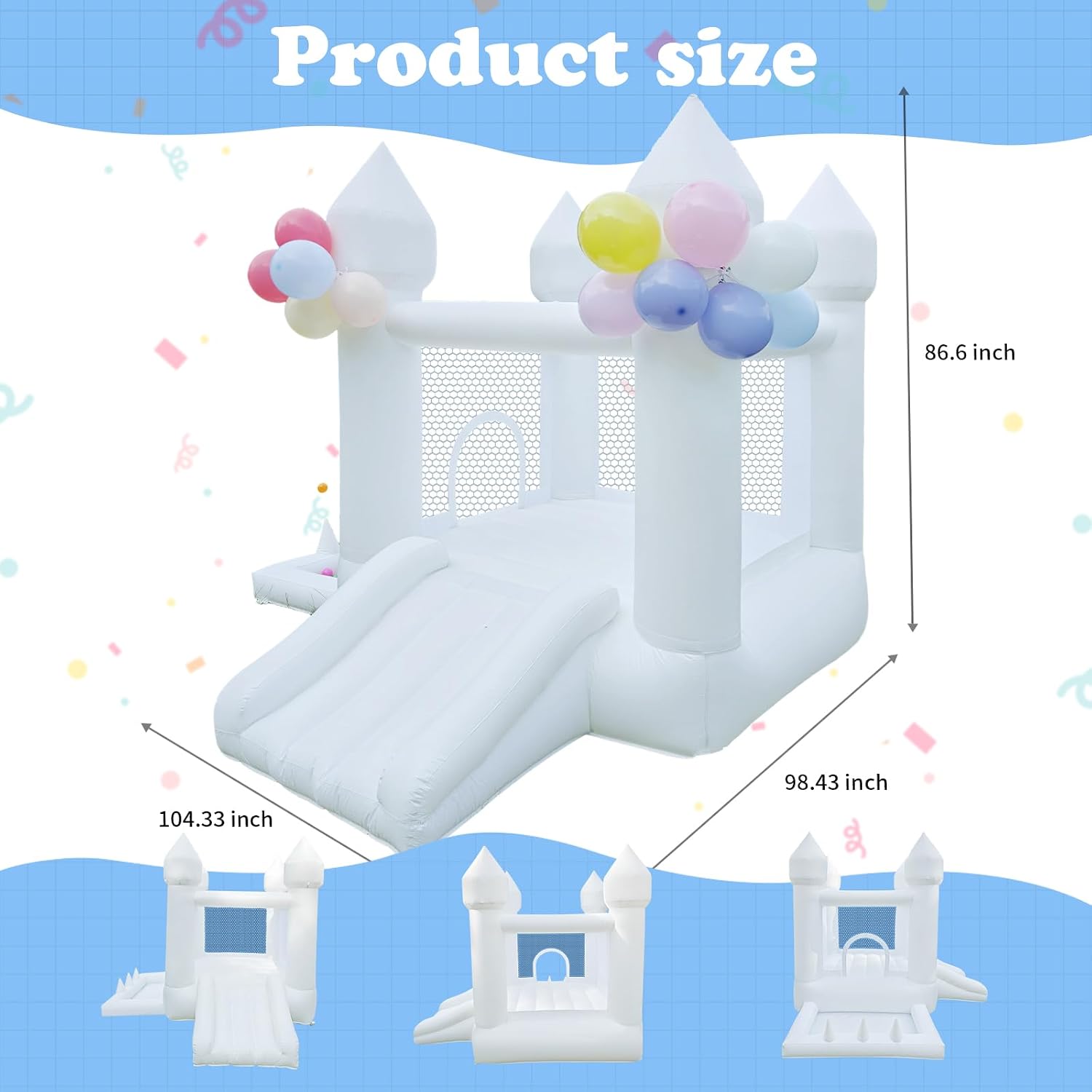 Castillo Inflable Blanco, Cast - Kids Outdoor House With Slide reseña y precio