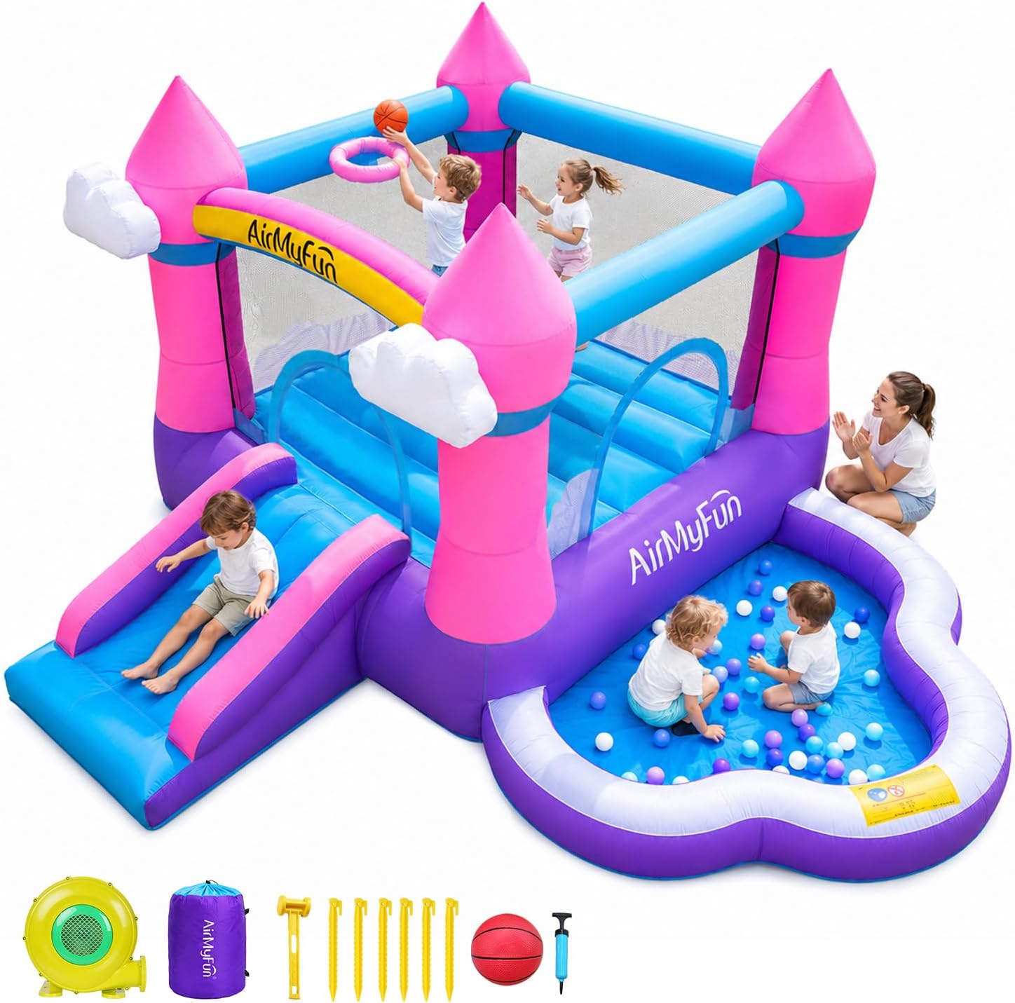 Castillo Inflable Rosa para Ni - Kids Outdoor House With Slide reseña y precio