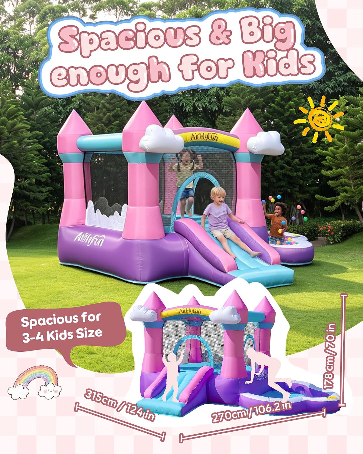 Castillo Inflable Rosa para Ni - Kids Outdoor House With Slide reseña y precio