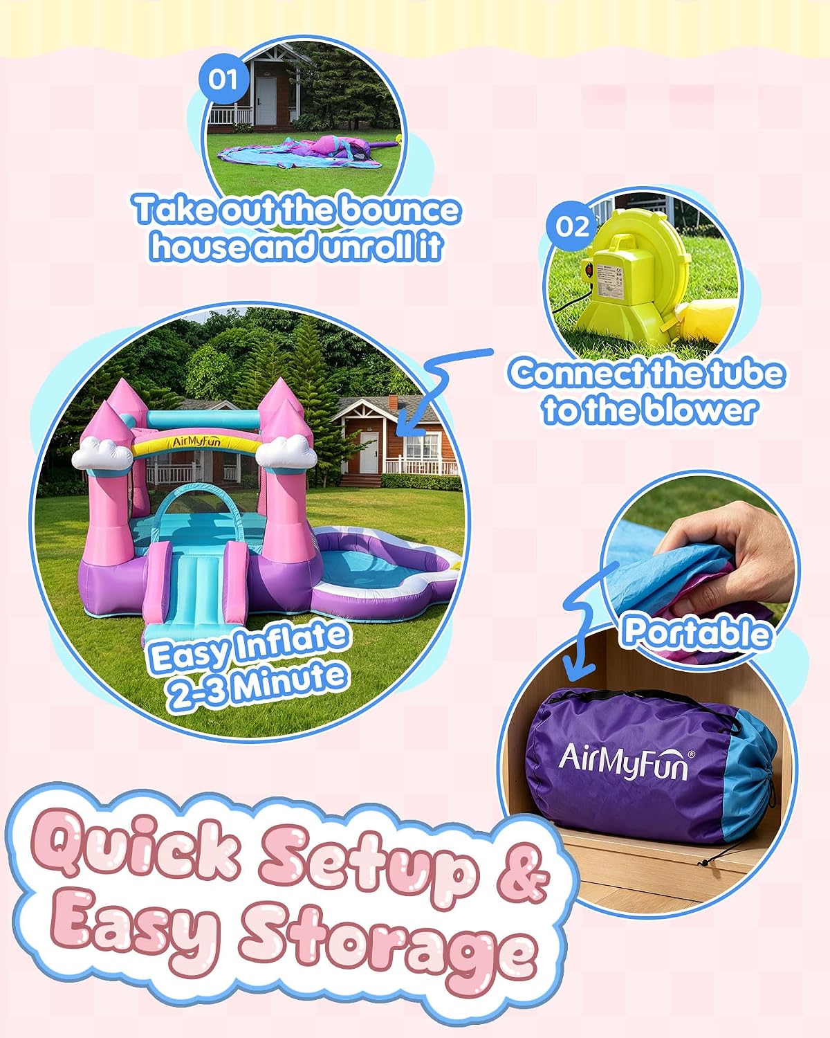 Castillo Inflable Rosa para Ni - Kids Outdoor House With Slide reseña y precio
