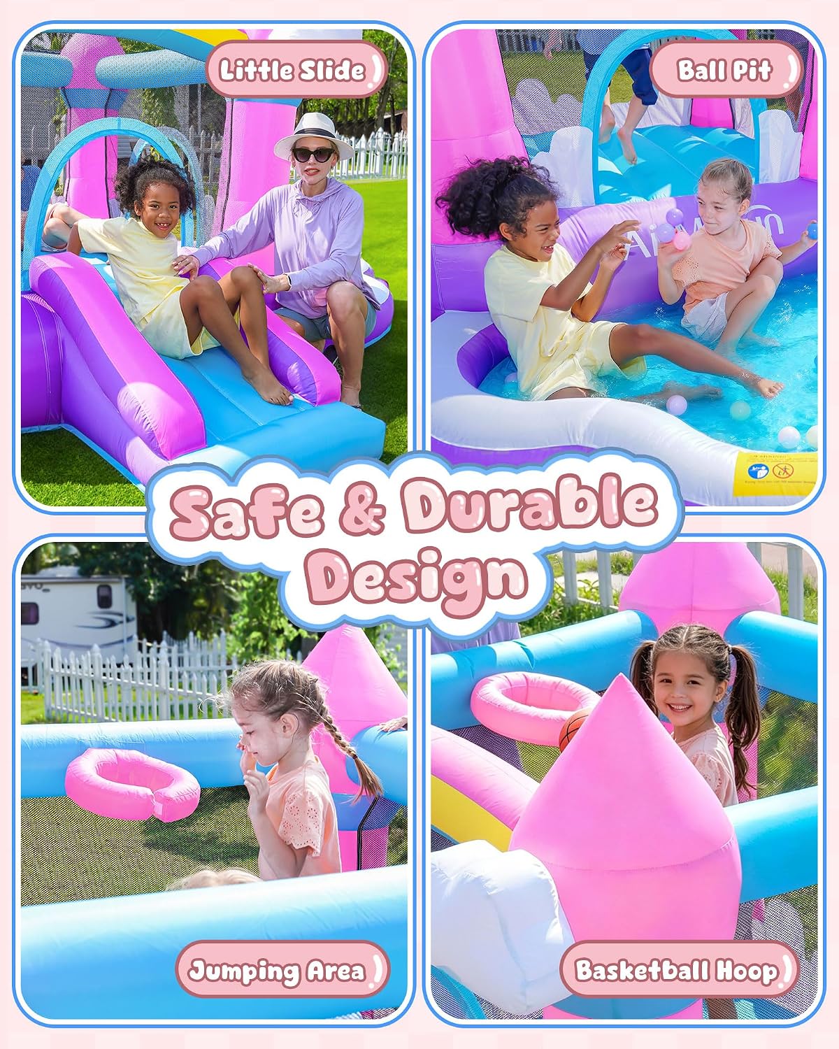 Castillo Inflable Rosa para Ni - Kids Outdoor House With Slide reseña y precio
