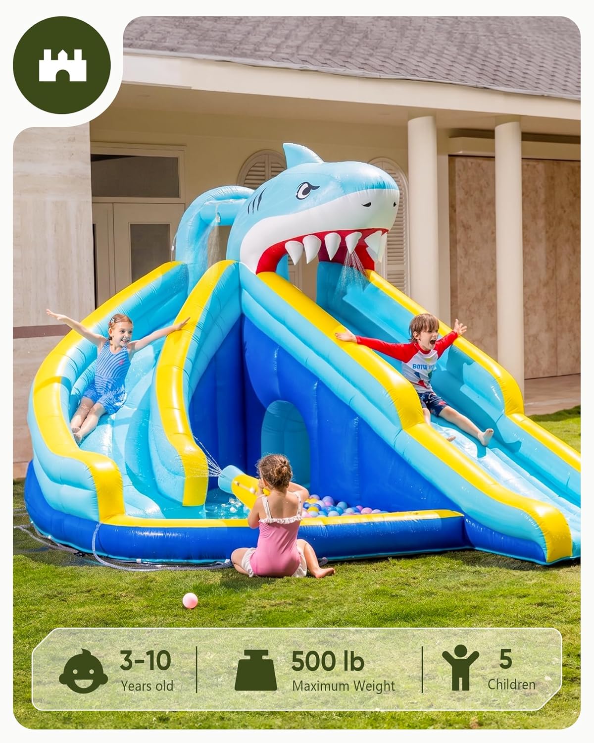 Tobogán Acuático Inflable para - Kids Outdoor House With Slide reseña y precio