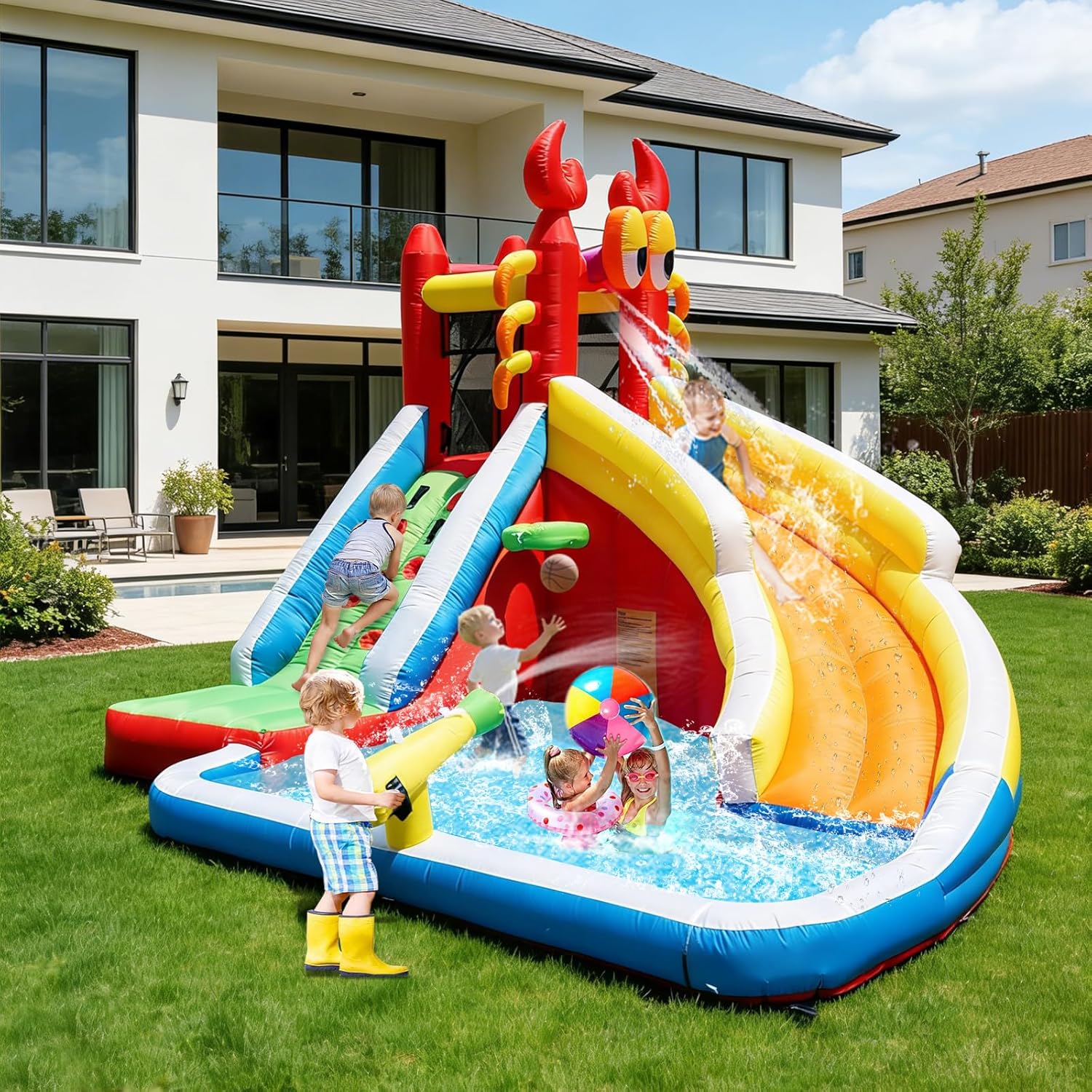 Gran Casa de Brinco Inflable c - Kids Outdoor House With Slide reseña y precio