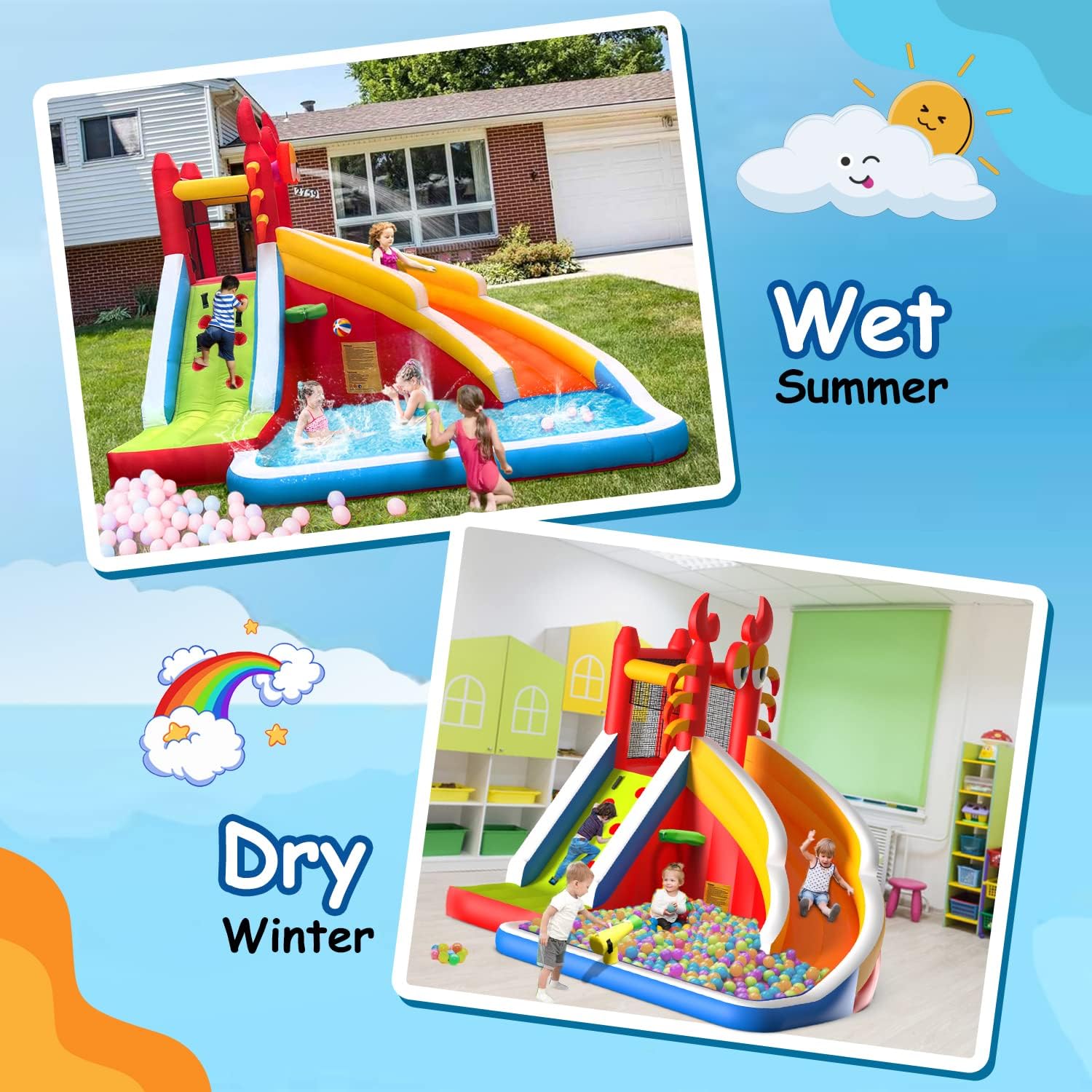 Gran Casa de Brinco Inflable c - Kids Outdoor House With Slide reseña y precio