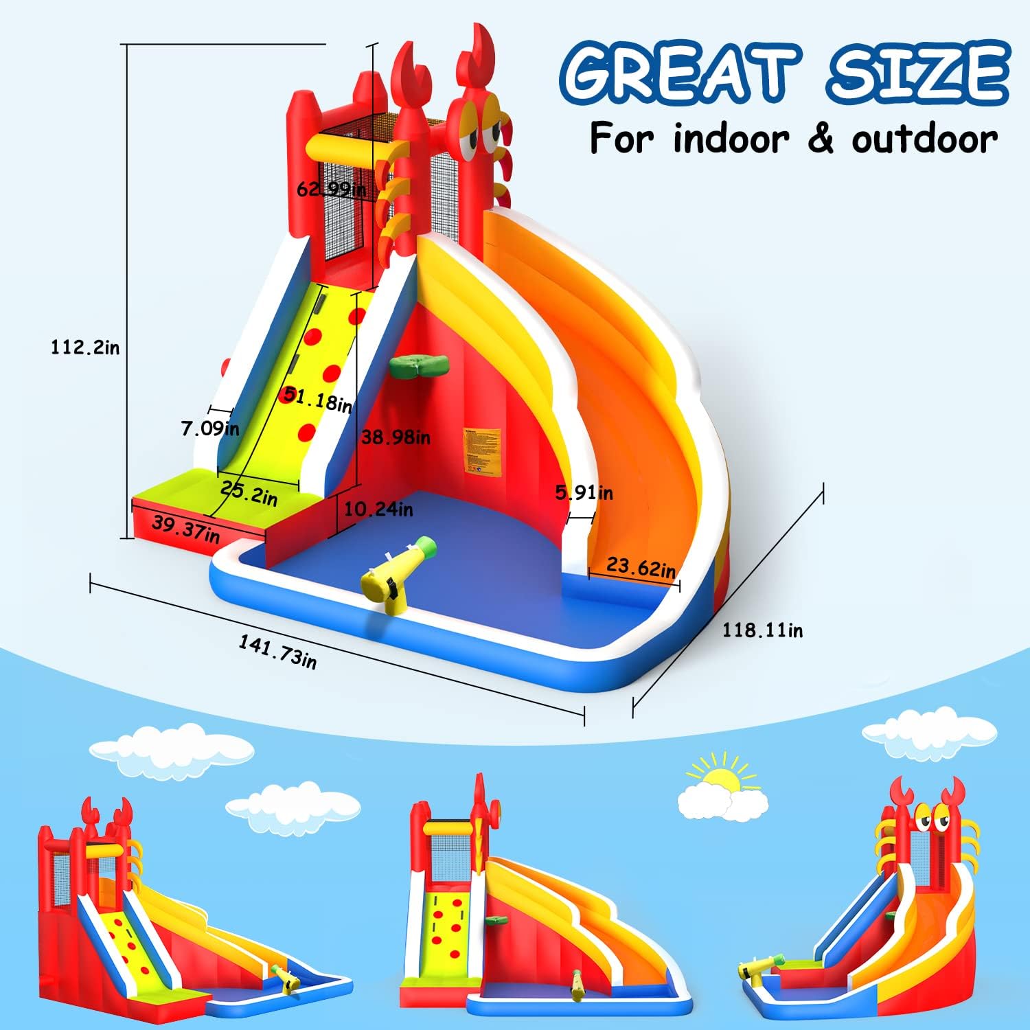 Gran Casa de Brinco Inflable c - Kids Outdoor House With Slide reseña y precio
